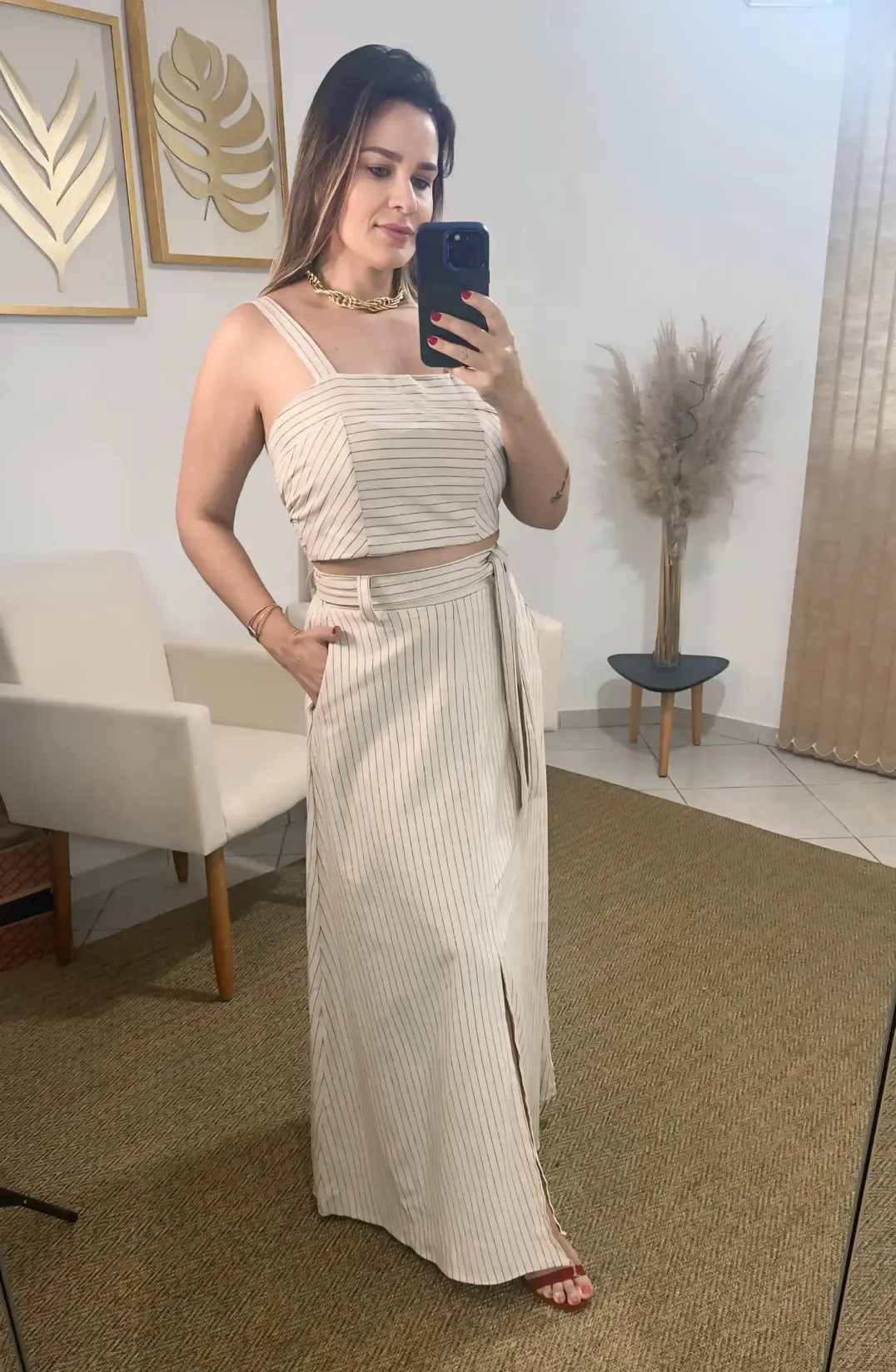 Conjunto cropped e saia Monalisa